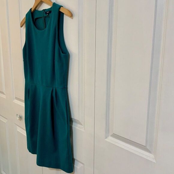 Madewell Teal Blue Verse Fit and Flare Stretch Sleeveless Sheath Dress Medium - Picture 7 of 10